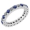 1.61 Ctw Blue Sapphire And Diamond 18K White Gold Band Ring
