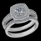 1.70 Ctw VS/SI1 Diamond 10K White Gold Bridal Wedding Two Row Halo Set Ring