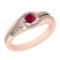 0.75 Ctw SI2/I1 Ruby And Diamond 14K Rose Gold Engagement Ring