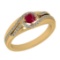 0.75 Ctw SI2/I1 Ruby And Diamond 14K Yellow Gold Engagement Ring