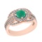 1.57 Ctw SI2/I1 Emerald And Diamond 14K Rose Gold Engagement Halo Ring