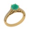 1.65 Ctw SI2/I1 Emerald And Diamond 14K Yellow Gold Filigree Wedding Ring
