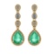 13.83 Ctw SI2/I1 Emerald And Diamond 14K Yellow Gold Earrings