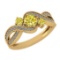 1.00 Ctw I2/I3 Treated fancy Yellow And White Diamond 14K Yellow Gold three Stone Ring