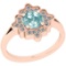 0.88 Ctw SI2/I1 Aquamarine And Diamond 14k Rose Gold Vintage Style Wedding Ring