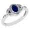 0.60 CtwSI2/I1 Blue Sapphire And Diamond 14K White Gold Ring