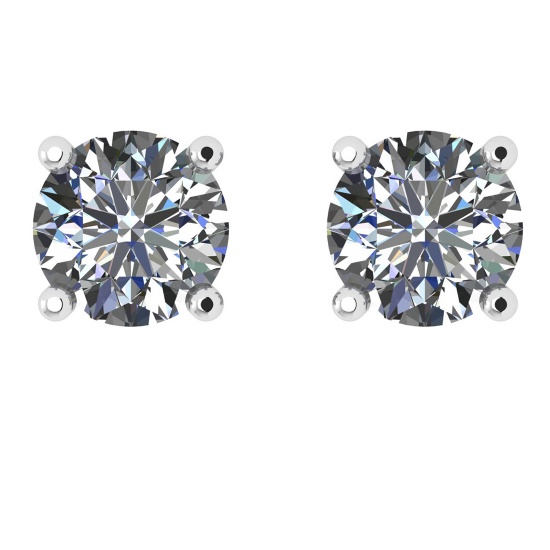 CERTIFIED 0.7 CTW ROUND D/VS2 DIAMOND (LAB GROWN IGI Certified DIAMOND SOLITAIRE EARRINGS ) IN 14K Y