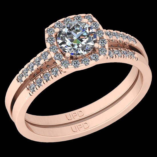 1.34 Ctw VS/SI1 Diamond 10K Rose Gold Engagement Halo Set Ring