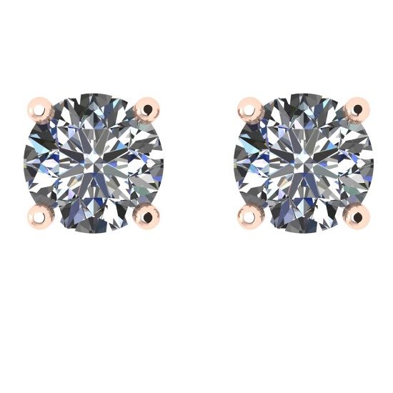 CERTIFIED 1.5 CTW ROUND H/SI1 DIAMOND (LAB GROWN IGI Certified DIAMOND SOLITAIRE EARRINGS ) IN 14K Y