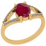 0.87 Ctw SI2/I1 Ruby And Diamond 14K Yellow Gold Vintage Ring