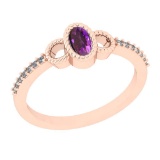 0.59 Ctw I2/I3 Amethyst And Diamond Style February Birthstones 14K Rose Gold Ring