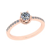 0.64 Ctw VS/SI1 Diamond 14K Rose Gold Vintage Style Ring