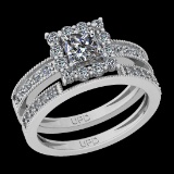 1.54 Ctw VS/SI1 Diamond 10K White Gold Bridal Wedding Set Ring