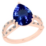 4.61 Ctw SI2/I1 Tanzanite And Diamond 14K Rose Gold Engagement Ring