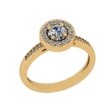 0.75 Ctw VS/SI1 Diamond 14K Yellow Gold Engagement Halo Ring
