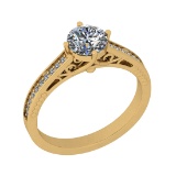 1.12 Ctw SI2/I1 Diamond 14K Yellow Gold Filigree Engagement Ring