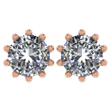 CERTIFIED 2 CTW ROUND F/SI2 DIAMOND (LAB GROWN IGI Certified DIAMOND SOLITAIRE EARRINGS ) IN 14K YEL