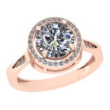 2.20 Ctw VS/SI1 Diamond Style Prong Set 14K Rose Gold Halo Ring