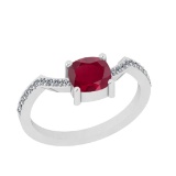 1.12 Ctw SI2/I1 Ruby And Diamond 14K White Gold Ring