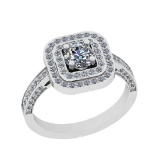 1.00 Ctw VS/SI1 Diamond 14K White Gold Vintage Style Ring
