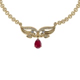2.28 Ctw I2/I3 Ruby And Diamond 14K Yellow Gold Pendant Necklace