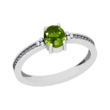 0.83 Ctw SI2/I1 Peridot And Diamond 10K White Gold Promise Ring