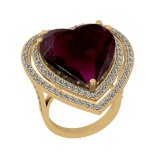 27.49 Ctw SI2/I1 Pink Tourmaline And Diamond 14K Yellow Gold Wedding Halo Ring