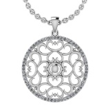 0.60 Ctw SI2/I1 Diamond Style Prong Set 14k White Gold Pendant Necklace