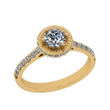 0.90 Ctw VS/SI1 Diamond 14K Yellow Gold Wedding Ring