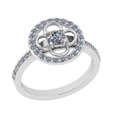 0.59 CtwVS/SI1 Diamond 14K White Gold Vintage Style Ring