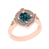1.47 Ctw I2/I3 Treated Fancy Blue And White Diamond 14K Rose Gold Ring