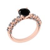 1.52 Ctw I2/I3 Treated Fancy Black And White Diamond 10K Rose Gold Engagement Ring