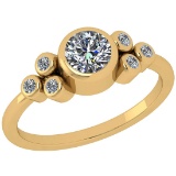 1.26 Ctw VS/SI1 Diamond Style Bezel Set 14K Yellow Gold Engagement Ring