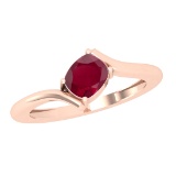 1.00 Ctw Ruby Style Prong Set 14K Rose Gold Solitaire Ring