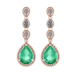 13.83 Ctw SI2/I1 Emerald And Diamond 14K Rose Gold Earrings