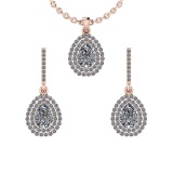2.60 Ctw VS/SI1 Diamond 14K Rose Gold Pendant+Earrings Set