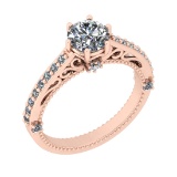 1.36 Ctw VS/SI1 Diamond 14K Rose Gold Filigree Wedding Ring