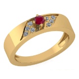 0.19 Ctw Ruby And Diamond 18K Yellow Gold Halo Ring