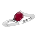 1.00 Ctw Ruby Style Prong Set 14K White Gold Solitaire Ring