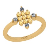 0.48 Ctw SI2/I1 Citrine And Diamond 10k Yellow Gold Cluster Promises Ring