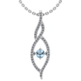 0.49 Ctw SI2/I1 Aquamarine And Diamond 14K White Gold Necklace
