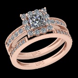 1.54 Ctw VS/SI1 Diamond 10K Rose Gold Bridal Wedding Set Ring