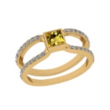0.56 Ctw SI2/I1 Citrine And Diamond 14K Yellow Gold Ring