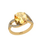 5.78 Ctw SI2/I1 Citrine And Diamond 14K White Gold Engagement Halo Ring