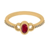 0.32 Ctw I2/I3 Ruby And Diamond Style July Birthstones 14K Yellow Gold Ring