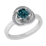 1.10 Ctw I2/I3 Treated Fancy Blue And White Diamond 14K White Gold Ring