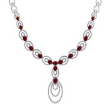 23.55 Ctw SI2/I1 Garnet And Diamond 14K White Gold Necklace