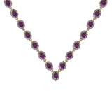 37.75 Ctw SI2/I1 Amethyst And Diamond 14K Yellow Gold Necklace