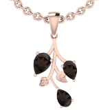 1.50 Ctw Smoky Quartz 14K Rose Gold Necklace