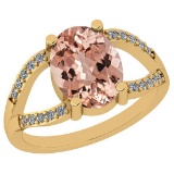 5.00 Ctw SI2/I1 Morganite And Diamond 14K Yellow Gold Vintage Style Ring